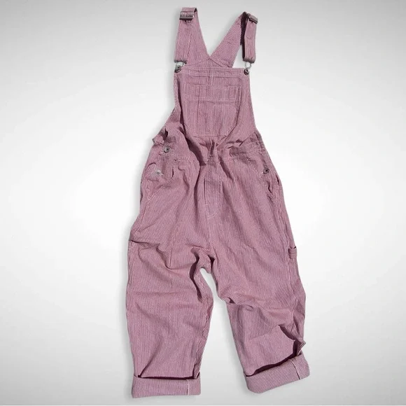 Brixton Christina Red White Checkerboard Denim Carpenter Overall Work Wear large - Picture 3 of 16